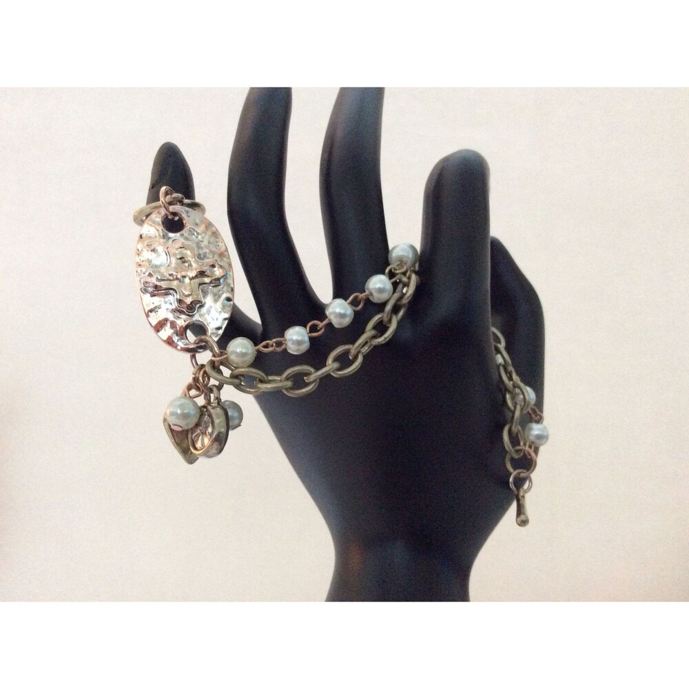 Charm Faux Pearl and Chain Bracelet